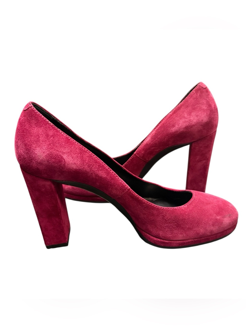 Tod’s Suede Block Heel 4" Pink Fuchsia Pumps Size 37.5 (US 7.5) EUC